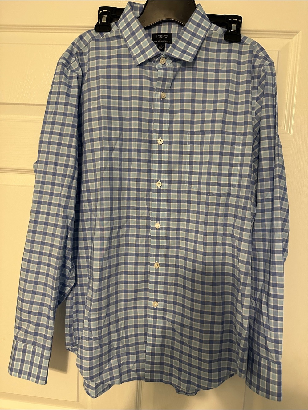 J. Crew Blue and White Checked Dress Shirt